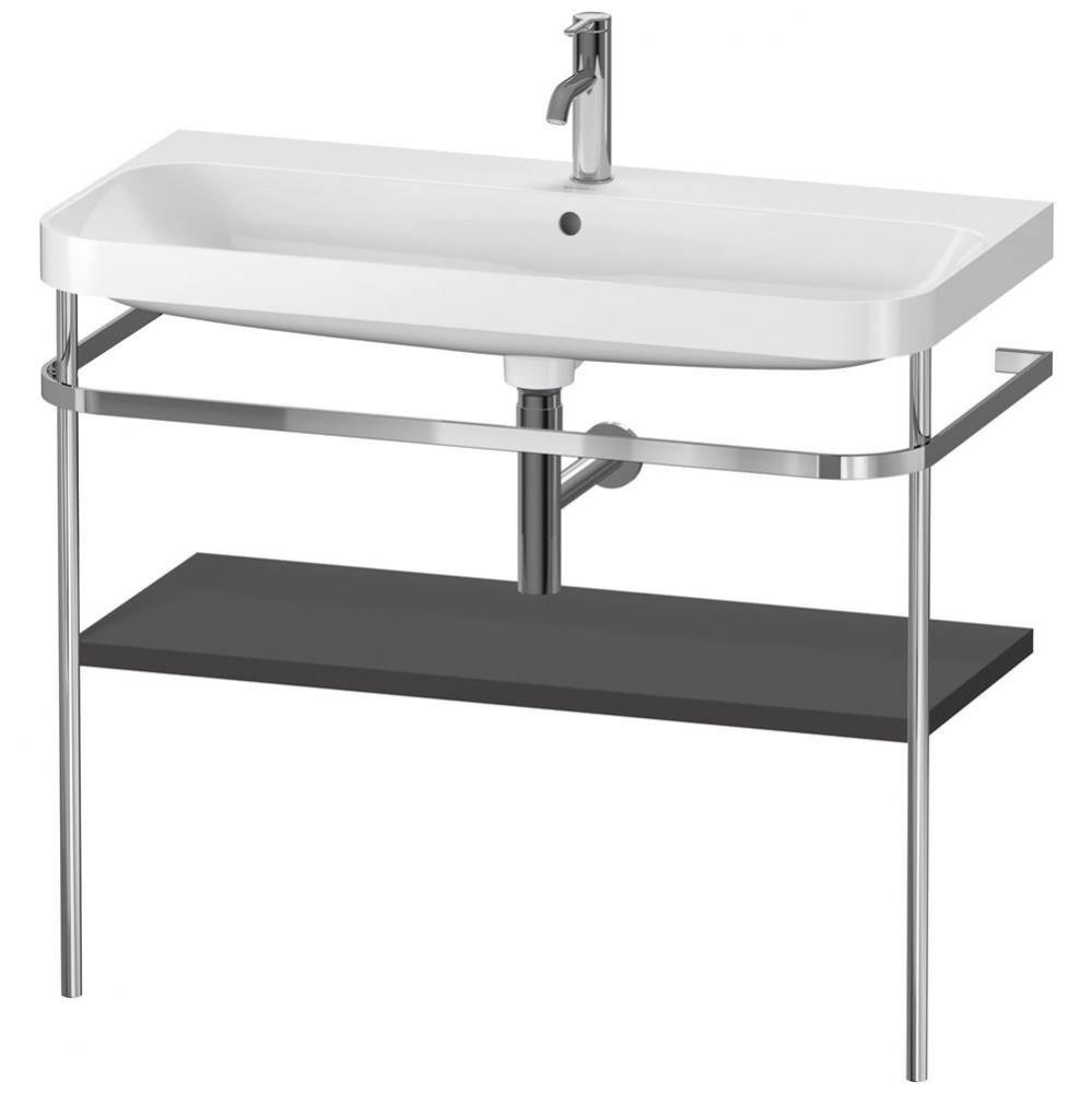 Happy D.2 Plus C-Shaped Vanity Kit with Sink and Metal Console Graphite