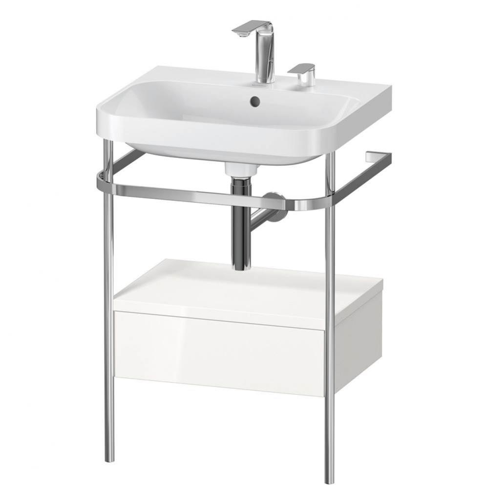 Happy D.2 Plus C-Shaped Vanity Kit with Sink and Metal Console White