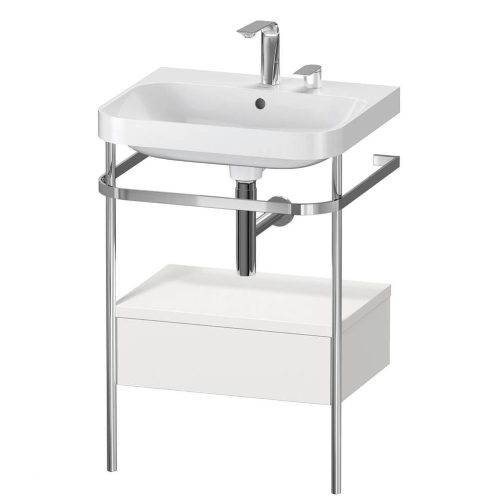 Happy D.2 Plus C-Shaped Vanity Kit with Sink and Metal Console Nordic White