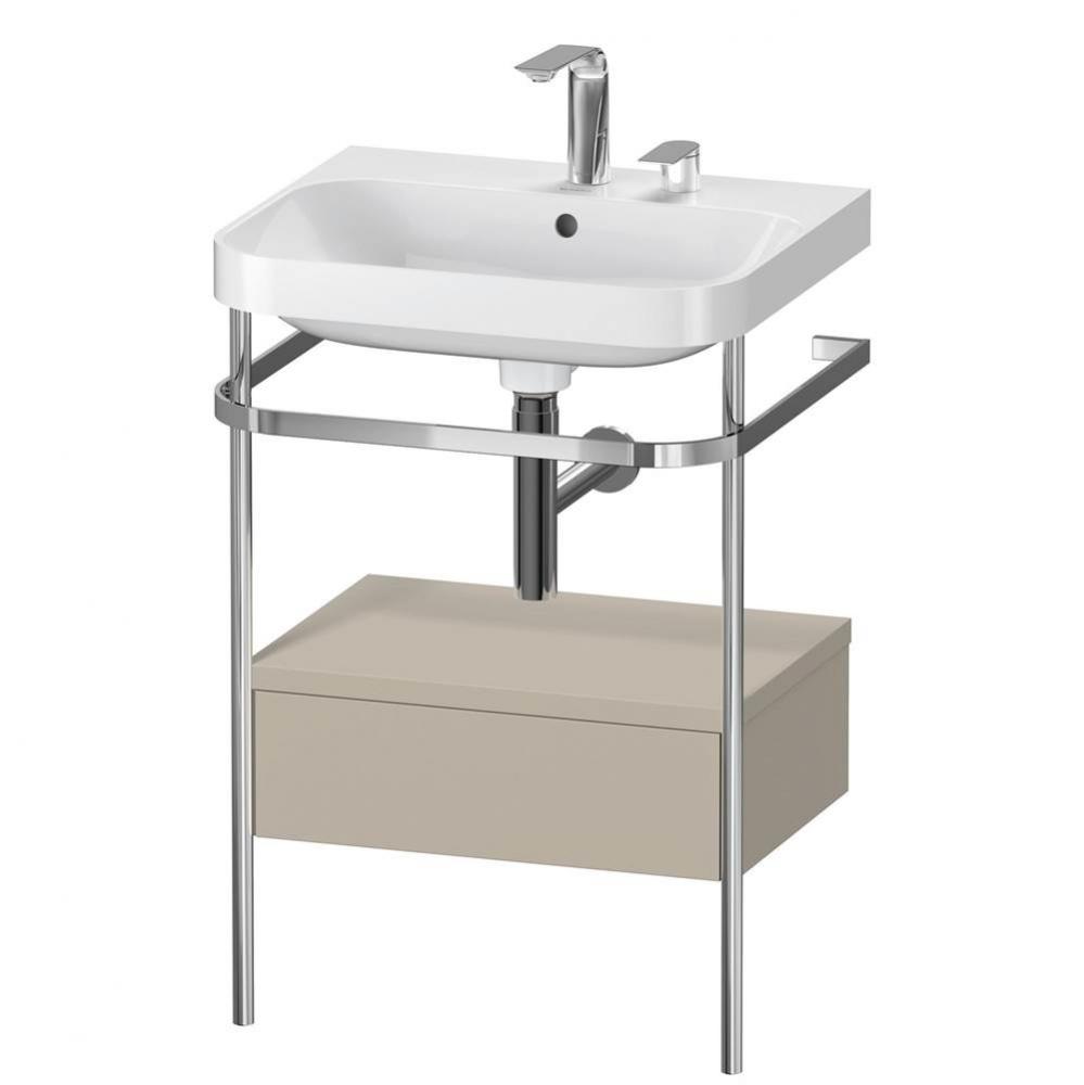 Happy D.2 Plus C-Shaped Vanity Kit with Sink and Metal Console Taupe