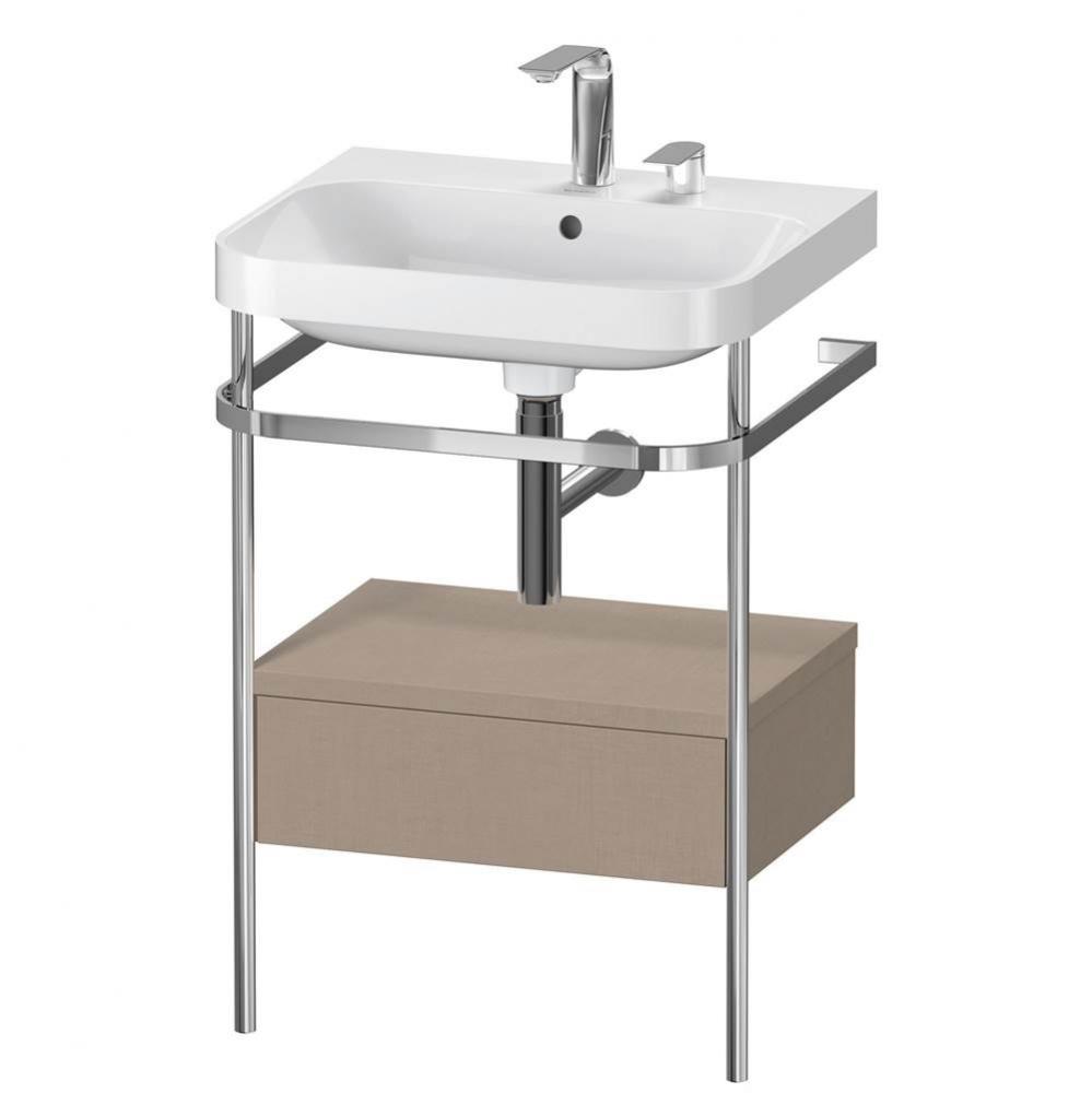 Happy D.2 Plus C-Shaped Vanity Kit with Sink and Metal Console Linen