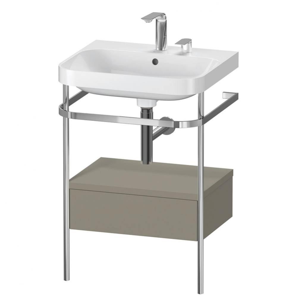 Happy D.2 Plus C-Shaped Vanity Kit with Sink and Metal Console Stone Gray