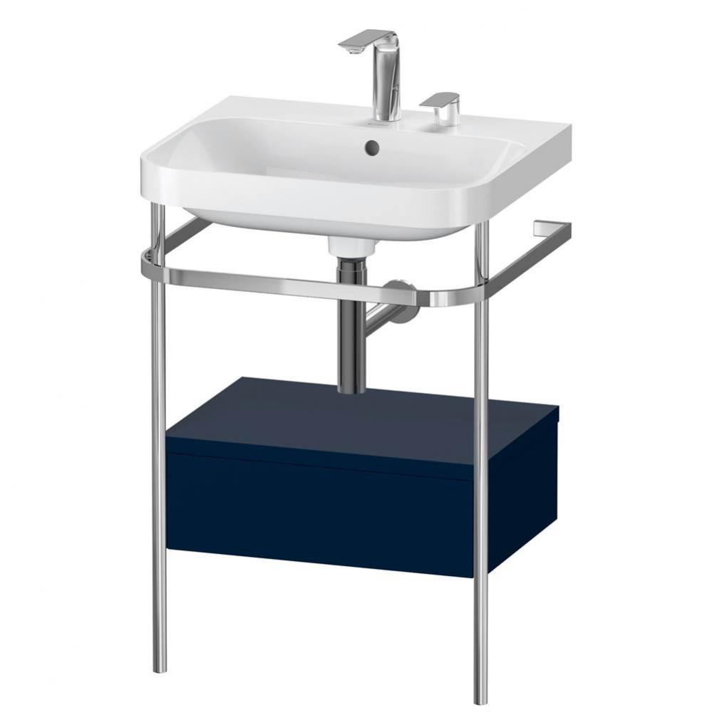 Happy D.2 Plus C-Shaped Vanity Kit with Sink and Metal Console Midnight Blue