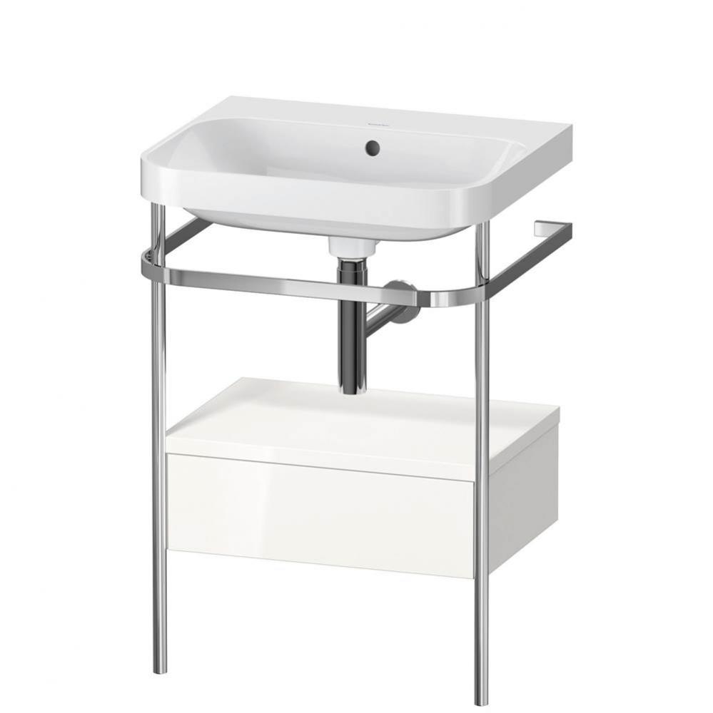 Happy D.2 Plus C-Shaped Vanity Kit with Sink and Metal Console White