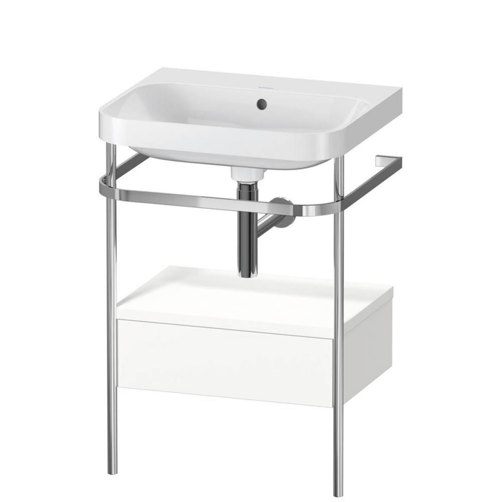 Happy D.2 Plus C-Shaped Vanity Kit with Sink and Metal Console White