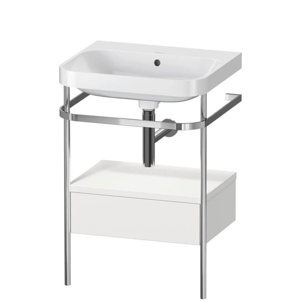 Happy D.2 Plus C-Shaped Vanity Kit with Sink and Metal Console Nordic White