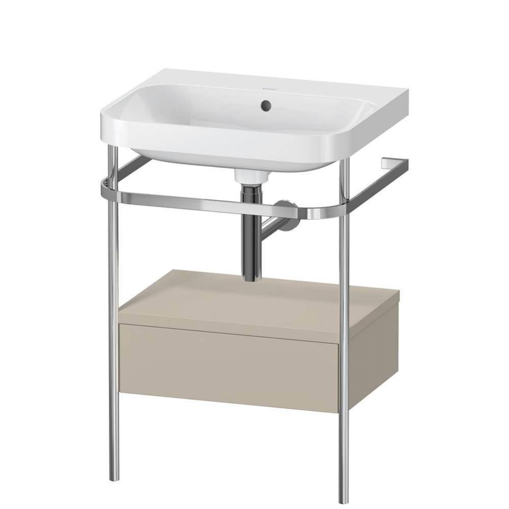 Happy D.2 Plus C-Shaped Vanity Kit with Sink and Metal Console Taupe