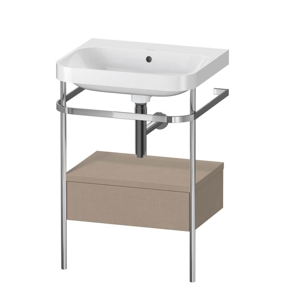 Happy D.2 Plus C-Shaped Vanity Kit with Sink and Metal Console Linen