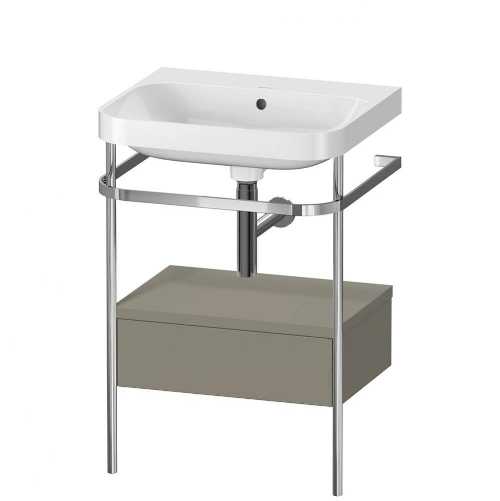 Happy D.2 Plus C-Shaped Vanity Kit with Sink and Metal Console Stone Gray