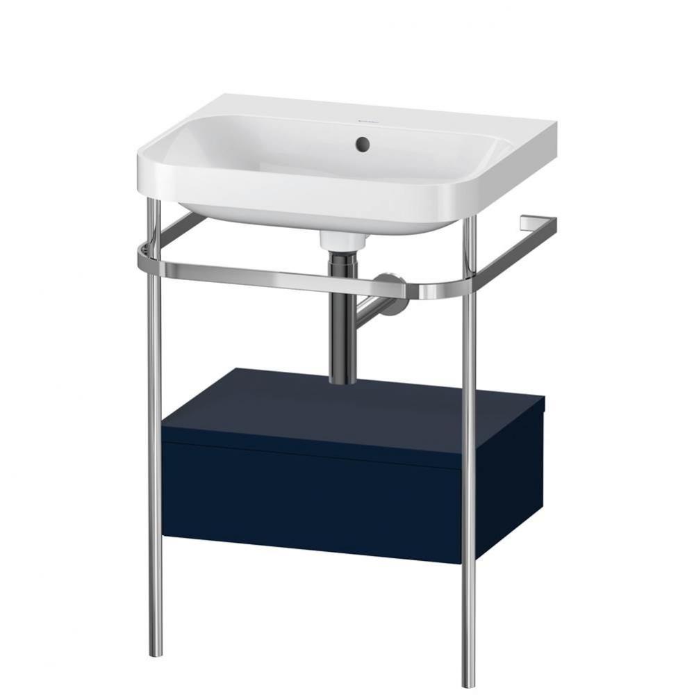 Happy D.2 Plus C-Shaped Vanity Kit with Sink and Metal Console Midnight Blue