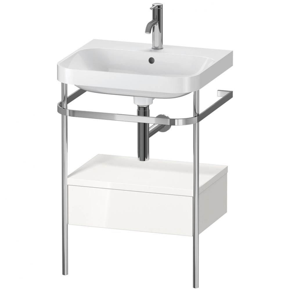 Happy D.2 Plus C-Shaped Vanity Kit with Sink and Metal Console White