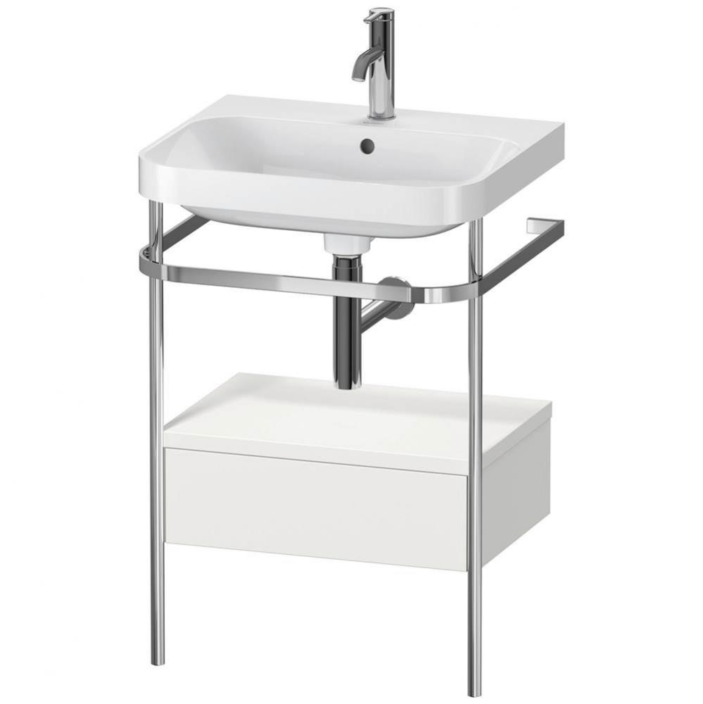 Happy D.2 Plus C-Shaped Vanity Kit with Sink and Metal Console Nordic White