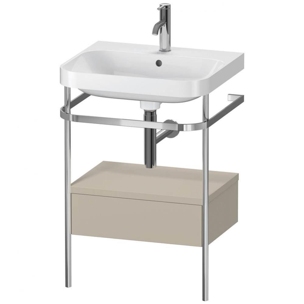 Happy D.2 Plus C-Shaped Vanity Kit with Sink and Metal Console Taupe