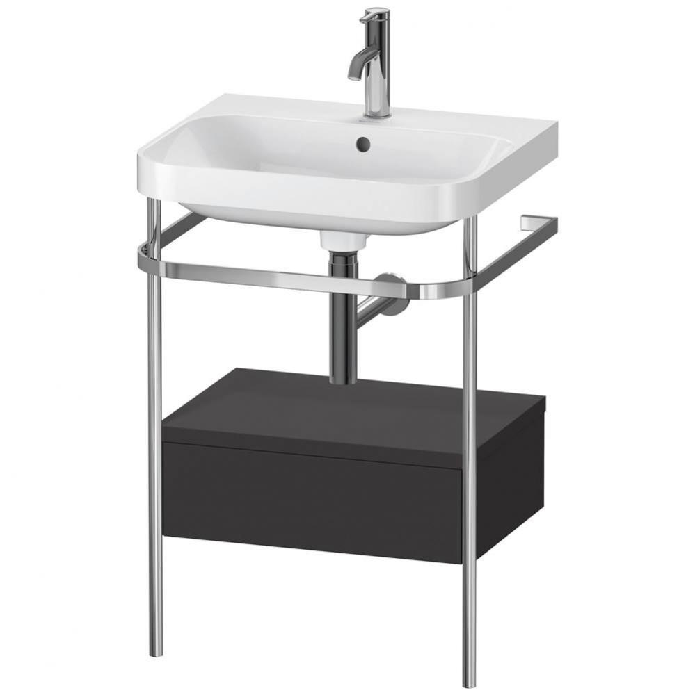 Happy D.2 Plus C-Shaped Vanity Kit with Sink and Metal Console Graphite