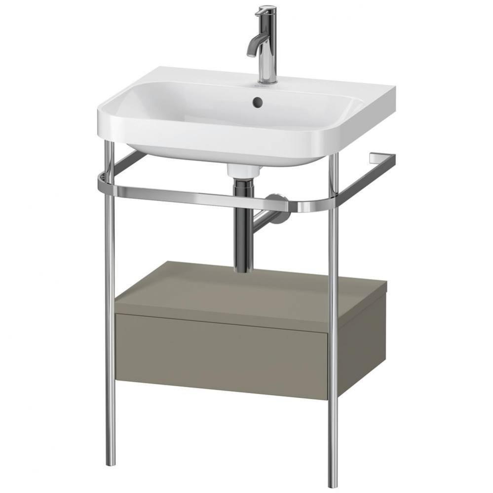 Happy D.2 Plus C-Shaped Vanity Kit with Sink and Metal Console Stone Gray