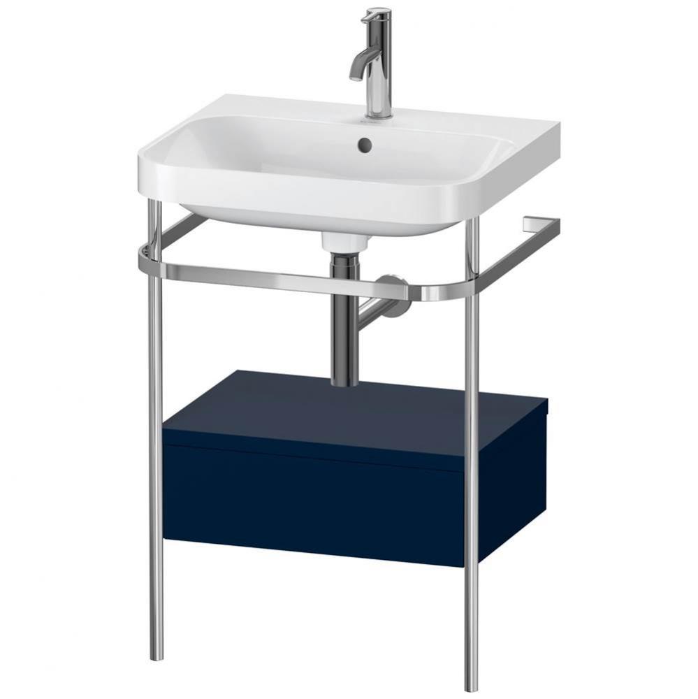 Happy D.2 Plus C-Shaped Vanity Kit with Sink and Metal Console Midnight Blue