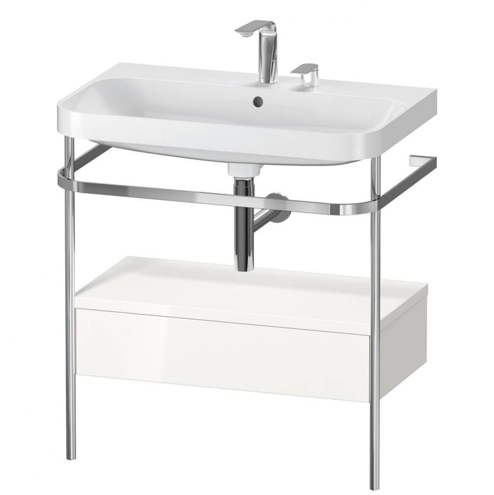 Happy D.2 Plus C-Shaped Vanity Kit with Sink and Metal Console White