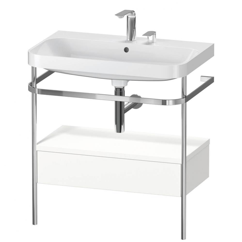 Happy D.2 Plus C-Shaped Vanity Kit with Sink and Metal Console White