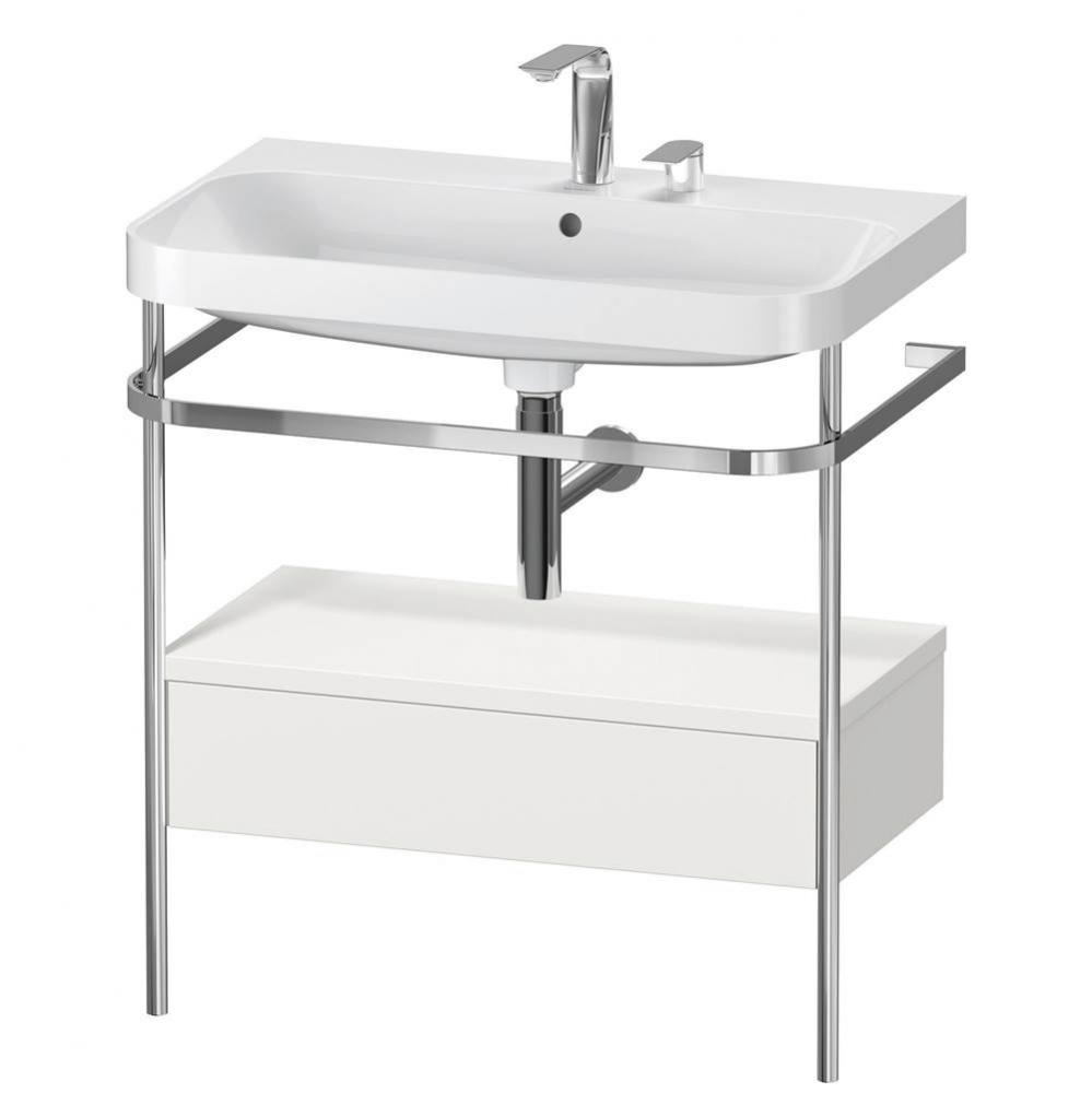 Happy D.2 Plus C-Shaped Vanity Kit with Sink and Metal Console Nordic White