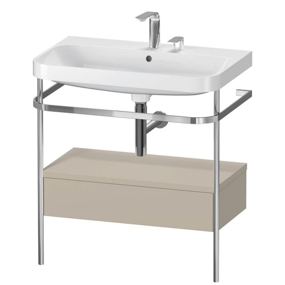 Happy D.2 Plus C-Shaped Vanity Kit with Sink and Metal Console Taupe