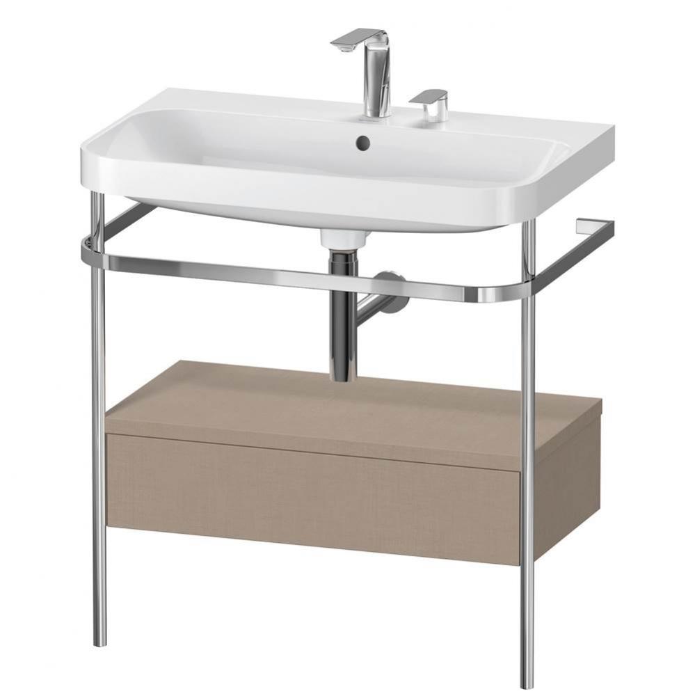 Happy D.2 Plus C-Shaped Vanity Kit with Sink and Metal Console Linen