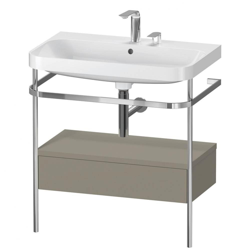 Happy D.2 Plus C-Shaped Vanity Kit with Sink and Metal Console Stone Gray