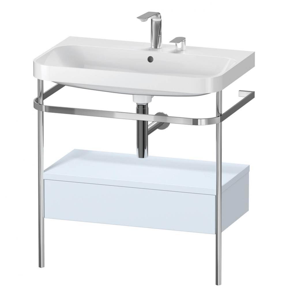 Duravit Happy D.2 Plus C-Shaped Vanity Kit with Sink and Metal Console Light Blue