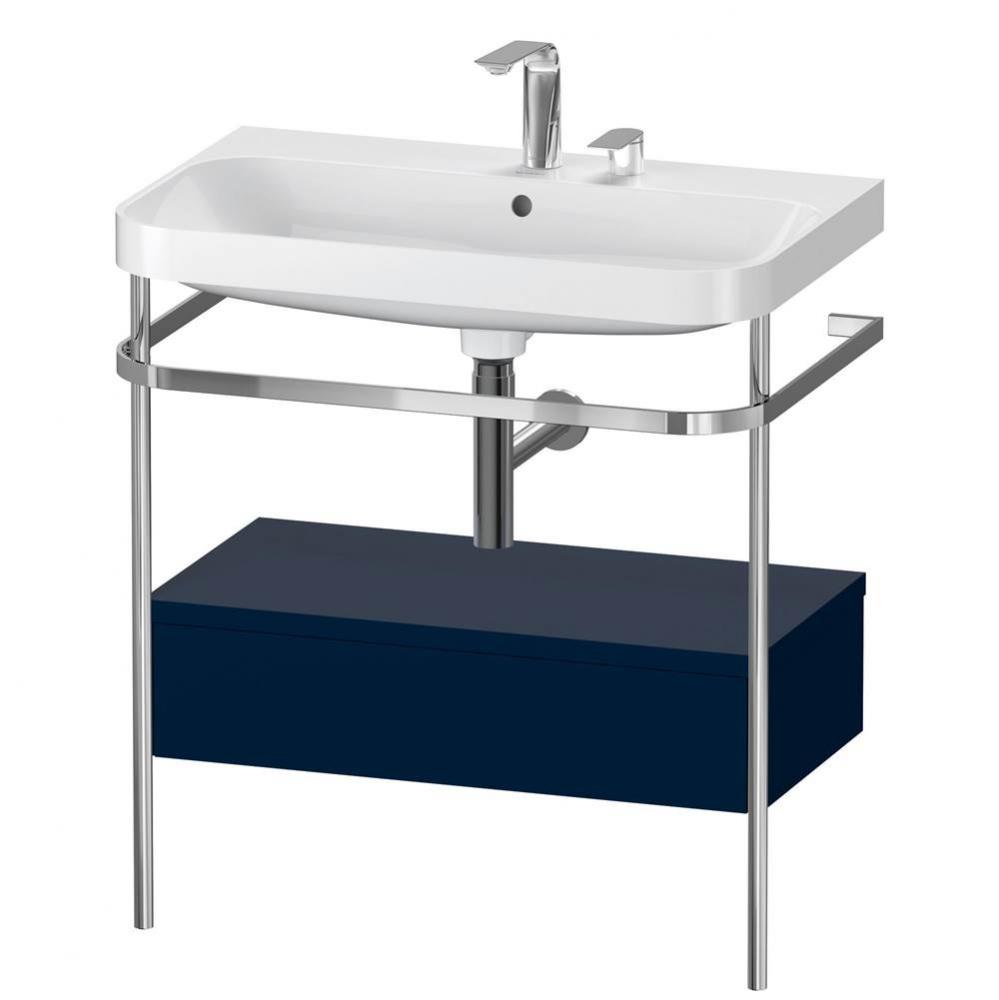 Happy D.2 Plus C-Shaped Vanity Kit with Sink and Metal Console Midnight Blue