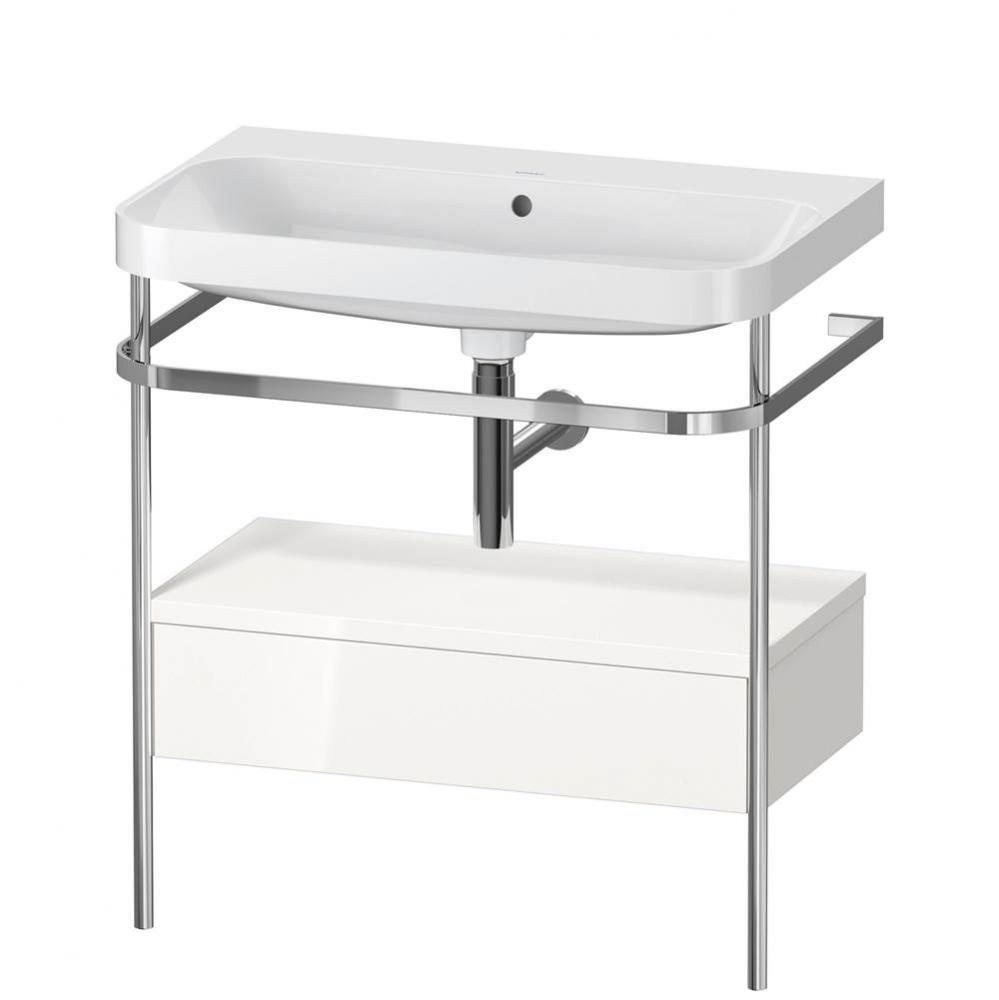 Happy D.2 Plus C-Shaped Vanity Kit with Sink and Metal Console White