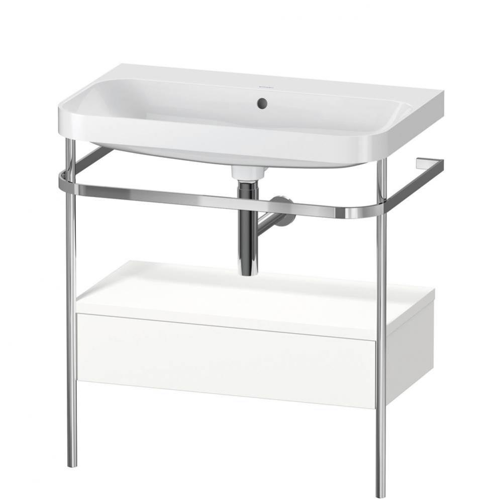 Happy D.2 Plus C-Shaped Vanity Kit with Sink and Metal Console White