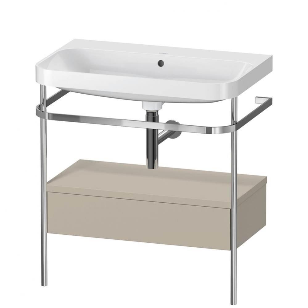 Happy D.2 Plus C-Shaped Vanity Kit with Sink and Metal Console Taupe