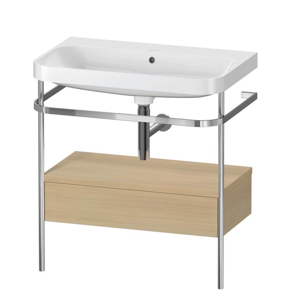 Happy D.2 Plus C-Shaped Vanity Kit with Sink and Metal Console Mediterranean Oak