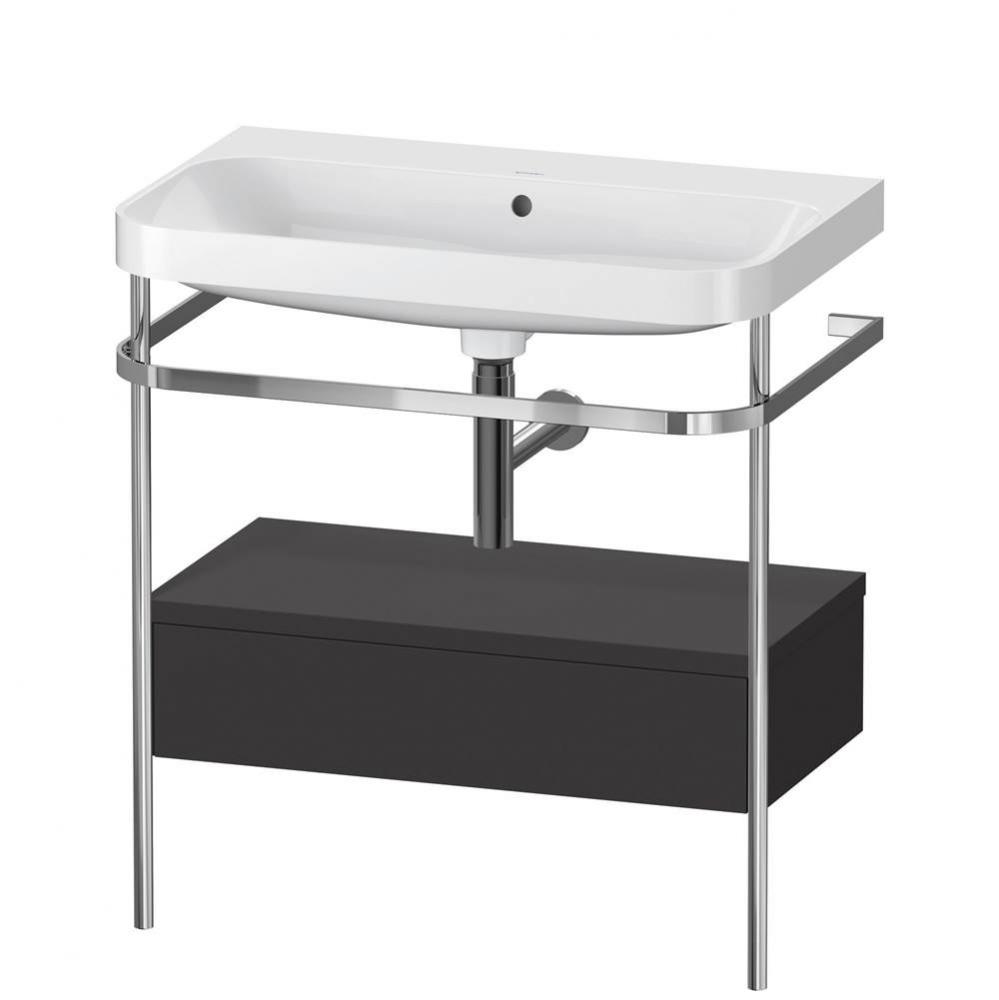 Happy D.2 Plus C-Shaped Vanity Kit with Sink and Metal Console Graphite