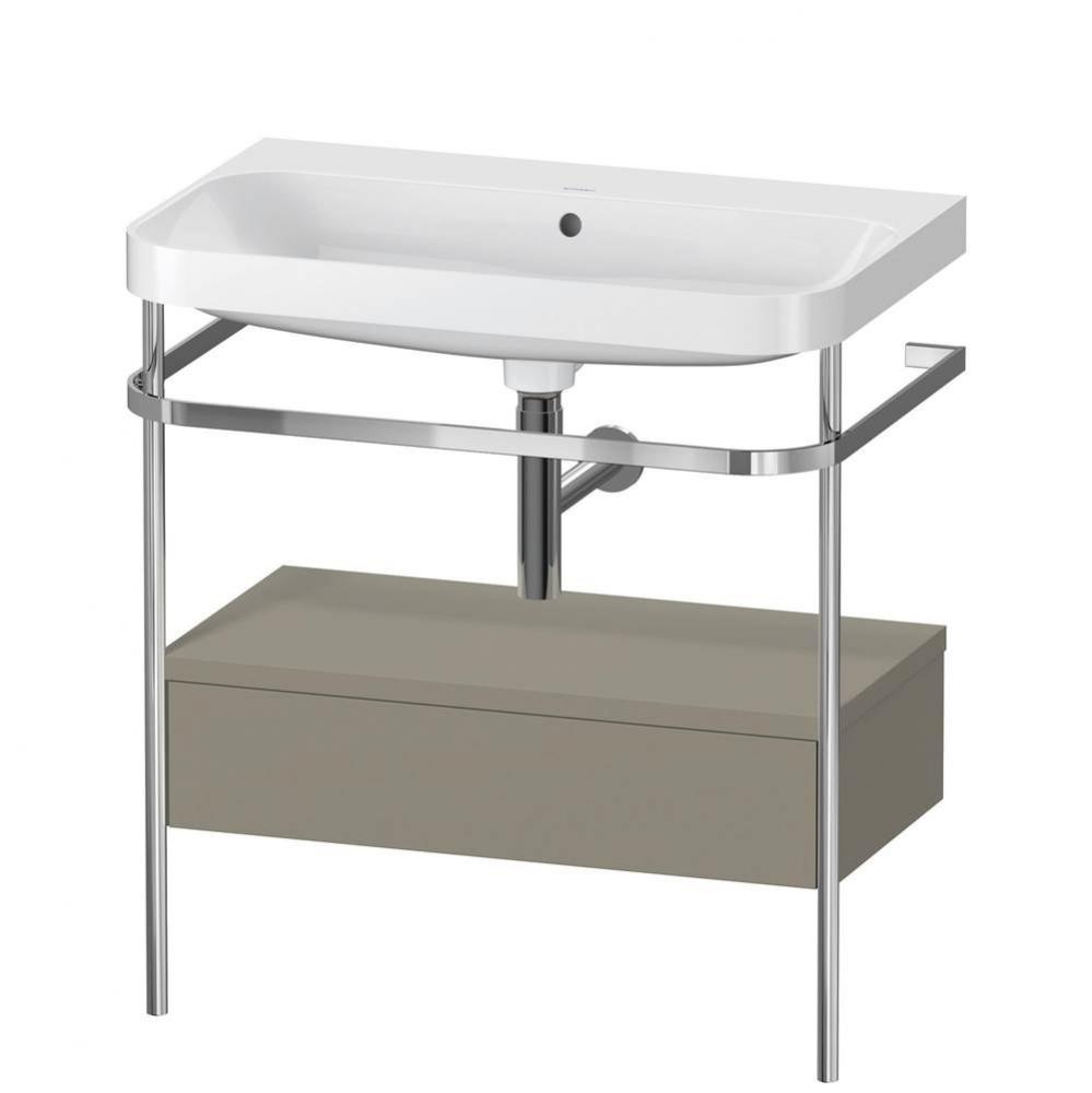 Happy D.2 Plus C-Shaped Vanity Kit with Sink and Metal Console Stone Gray