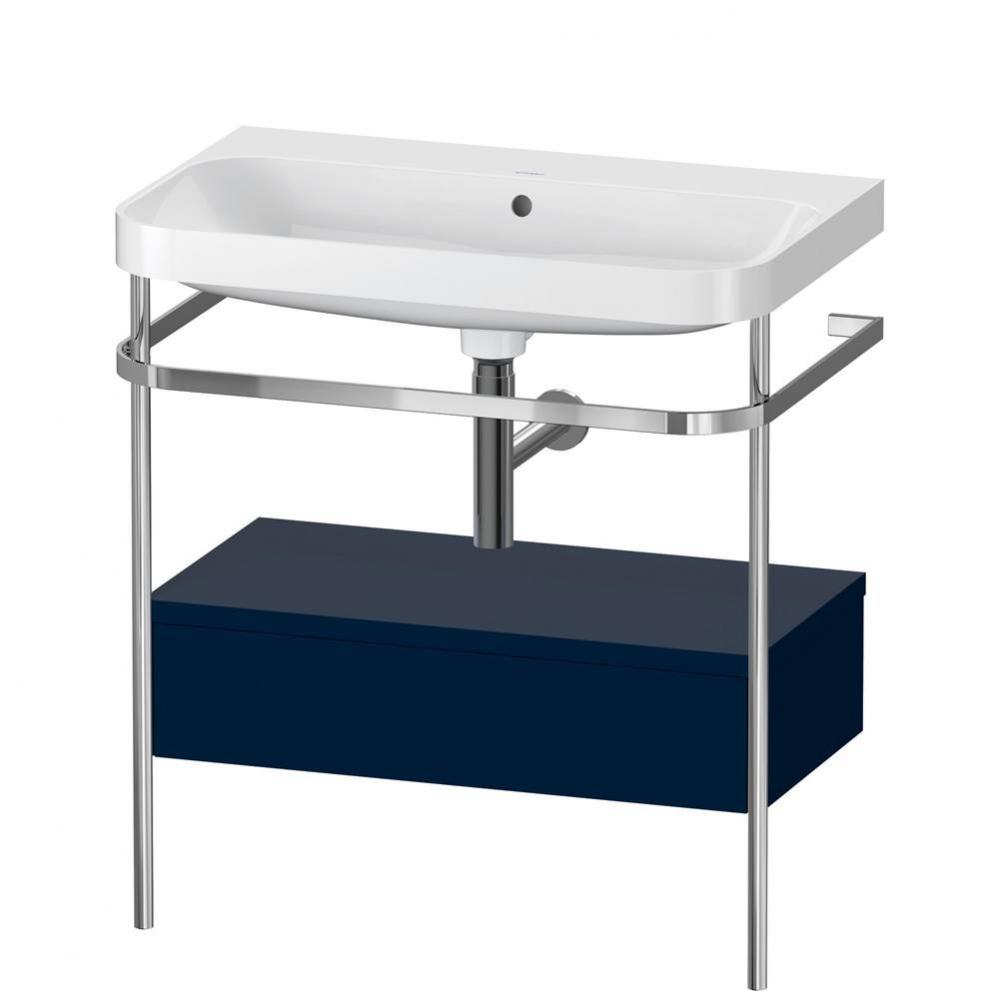 Happy D.2 Plus C-Shaped Vanity Kit with Sink and Metal Console Midnight Blue