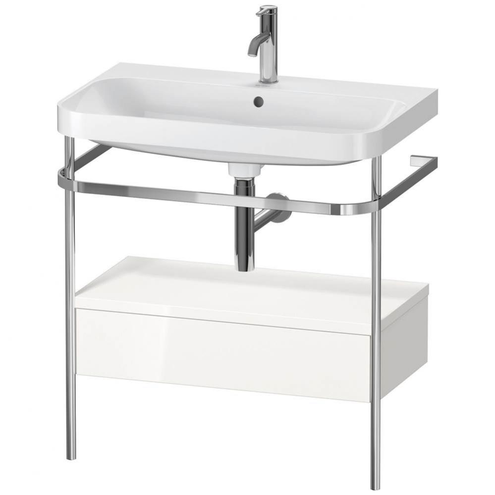 Happy D.2 Plus C-Shaped Vanity Kit with Sink and Metal Console White