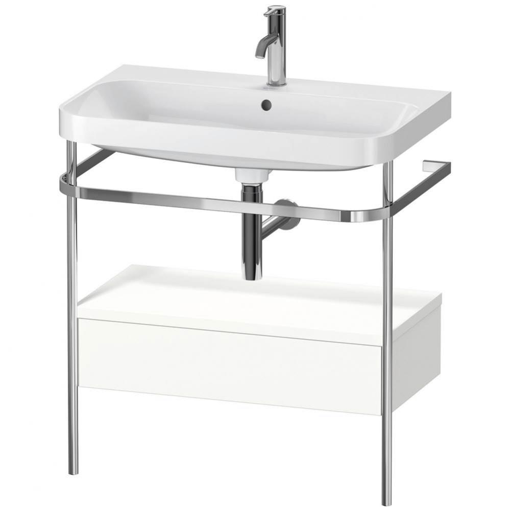 Happy D.2 Plus C-Shaped Vanity Kit with Sink and Metal Console White