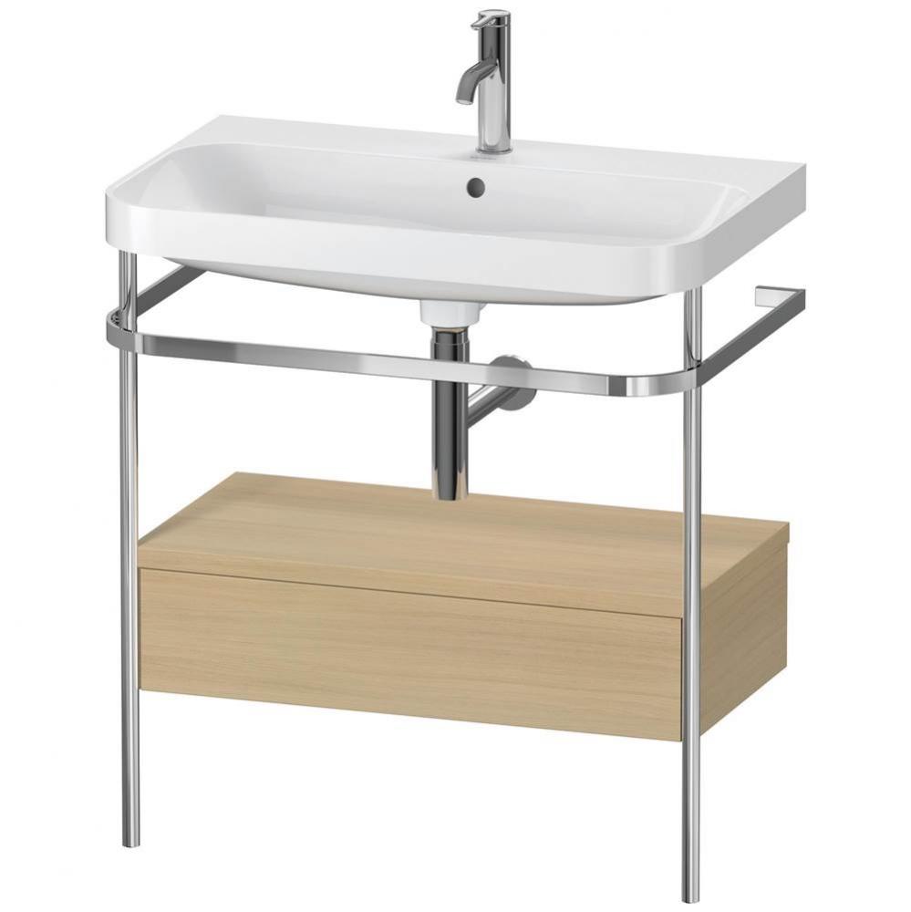 Happy D.2 Plus C-Shaped Vanity Kit with Sink and Metal Console Mediterranean Oak