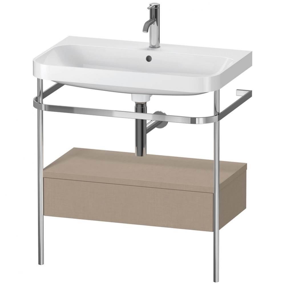 Happy D.2 Plus C-Shaped Vanity Kit with Sink and Metal Console Linen