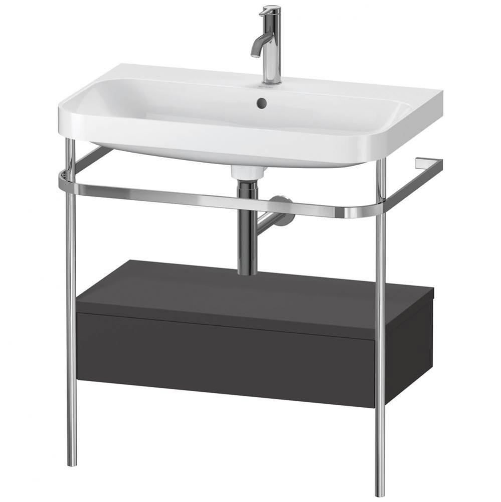 Happy D.2 Plus C-Shaped Vanity Kit with Sink and Metal Console Graphite