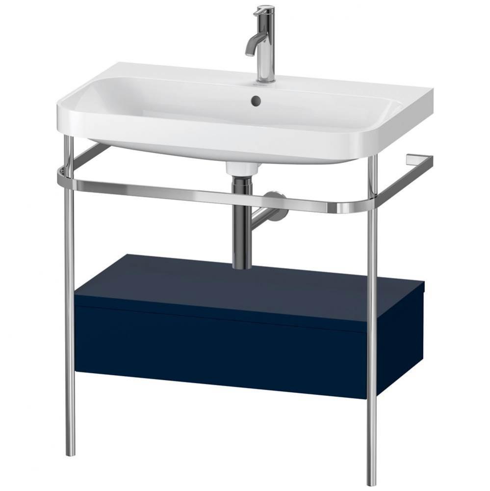 Happy D.2 Plus C-Shaped Vanity Kit with Sink and Metal Console Midnight Blue