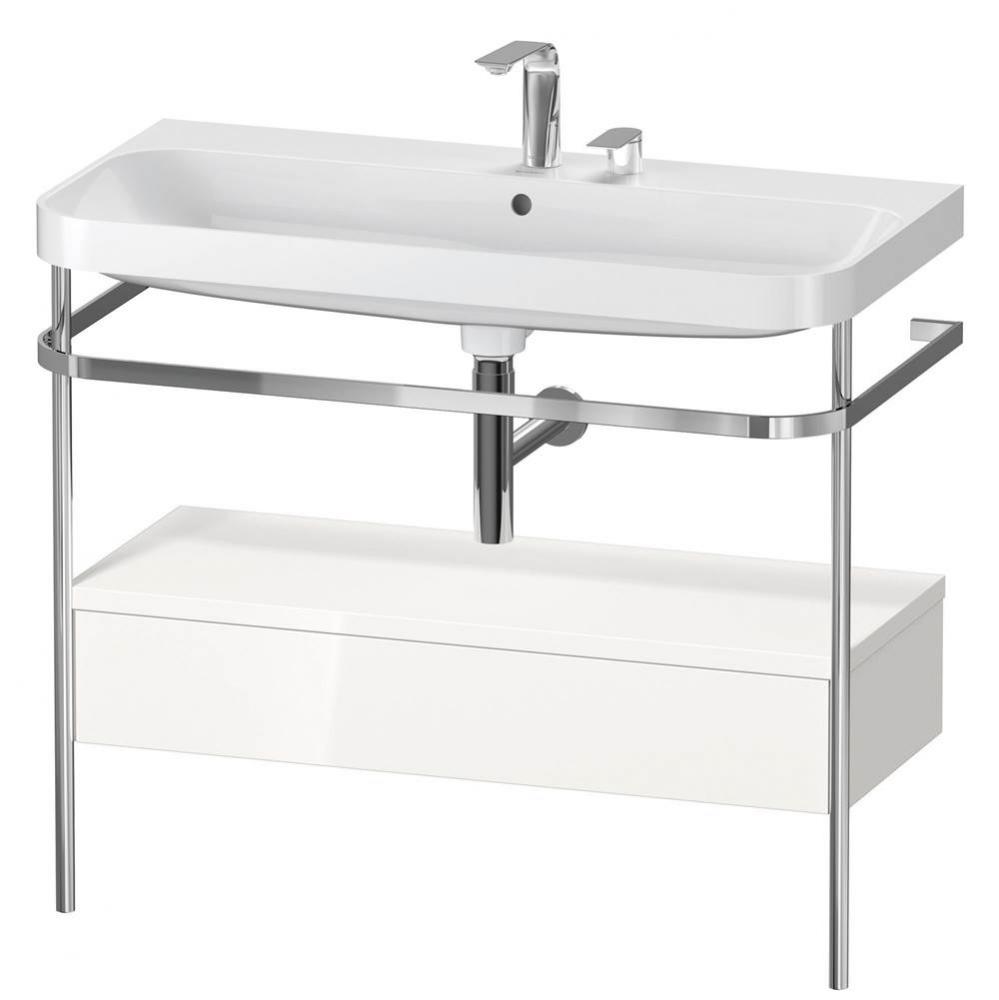 Happy D.2 Plus C-Shaped Vanity Kit with Sink and Metal Console White