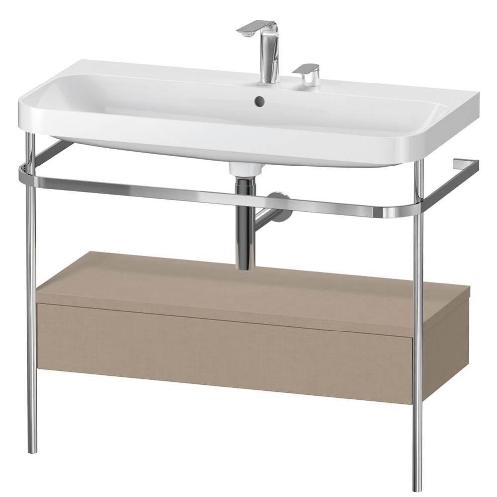 Happy D.2 Plus C-Shaped Vanity Kit with Sink and Metal Console Linen