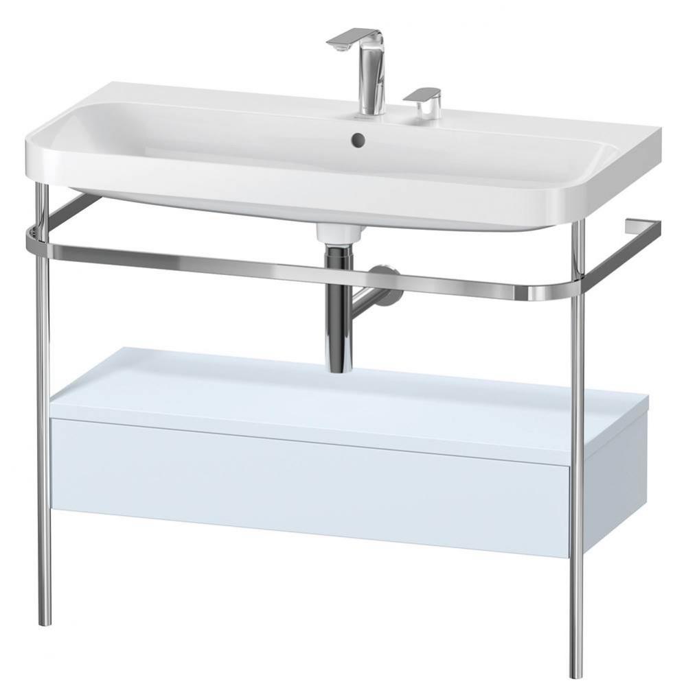 Duravit Happy D.2 Plus C-Shaped Vanity Kit with Sink and Metal Console Light Blue