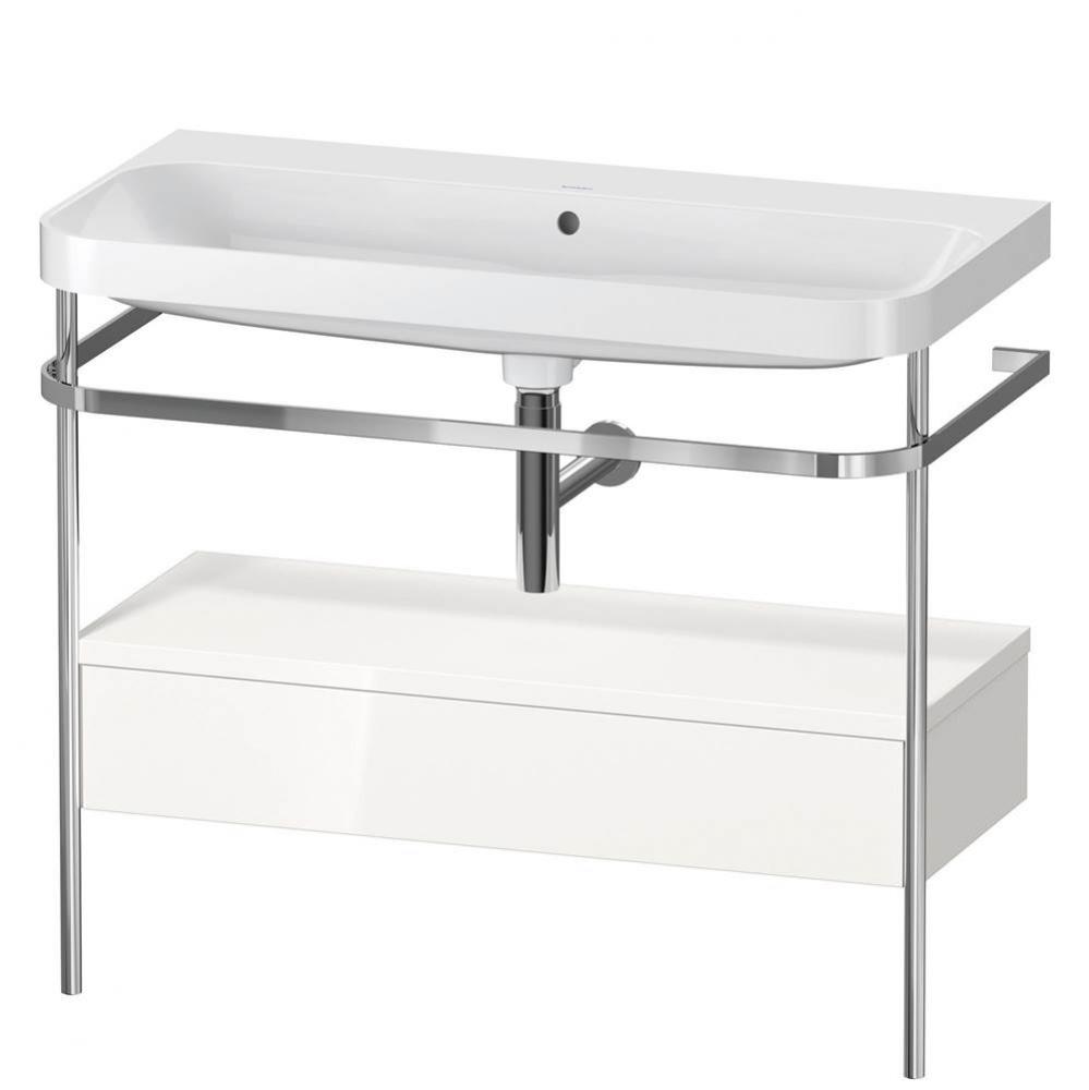 Happy D.2 Plus C-Shaped Vanity Kit with Sink and Metal Console White