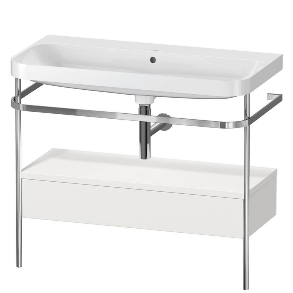 Happy D.2 Plus C-Shaped Vanity Kit with Sink and Metal Console Nordic White