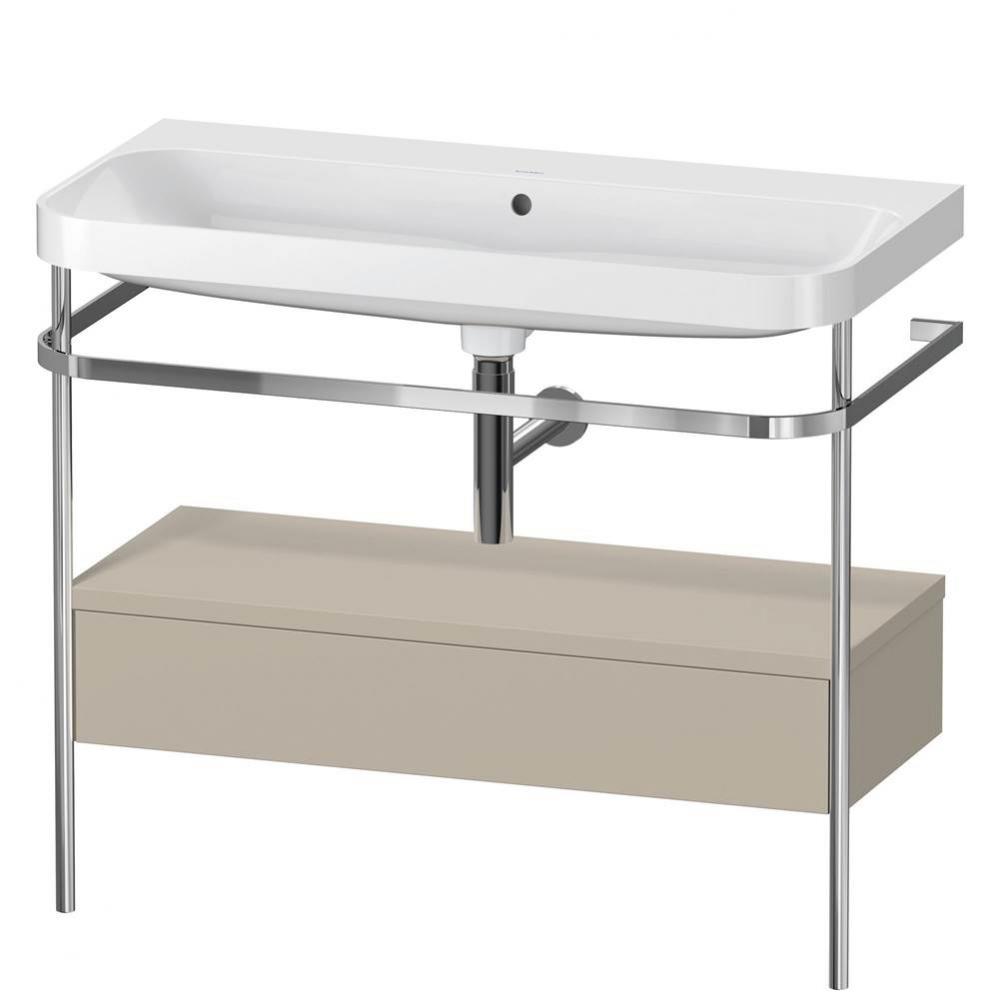 Happy D.2 Plus C-Shaped Vanity Kit with Sink and Metal Console Taupe