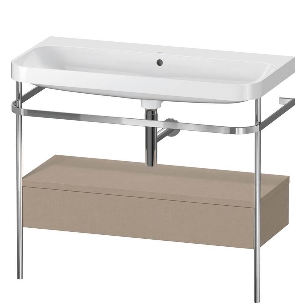 Happy D.2 Plus C-Shaped Vanity Kit with Sink and Metal Console Linen