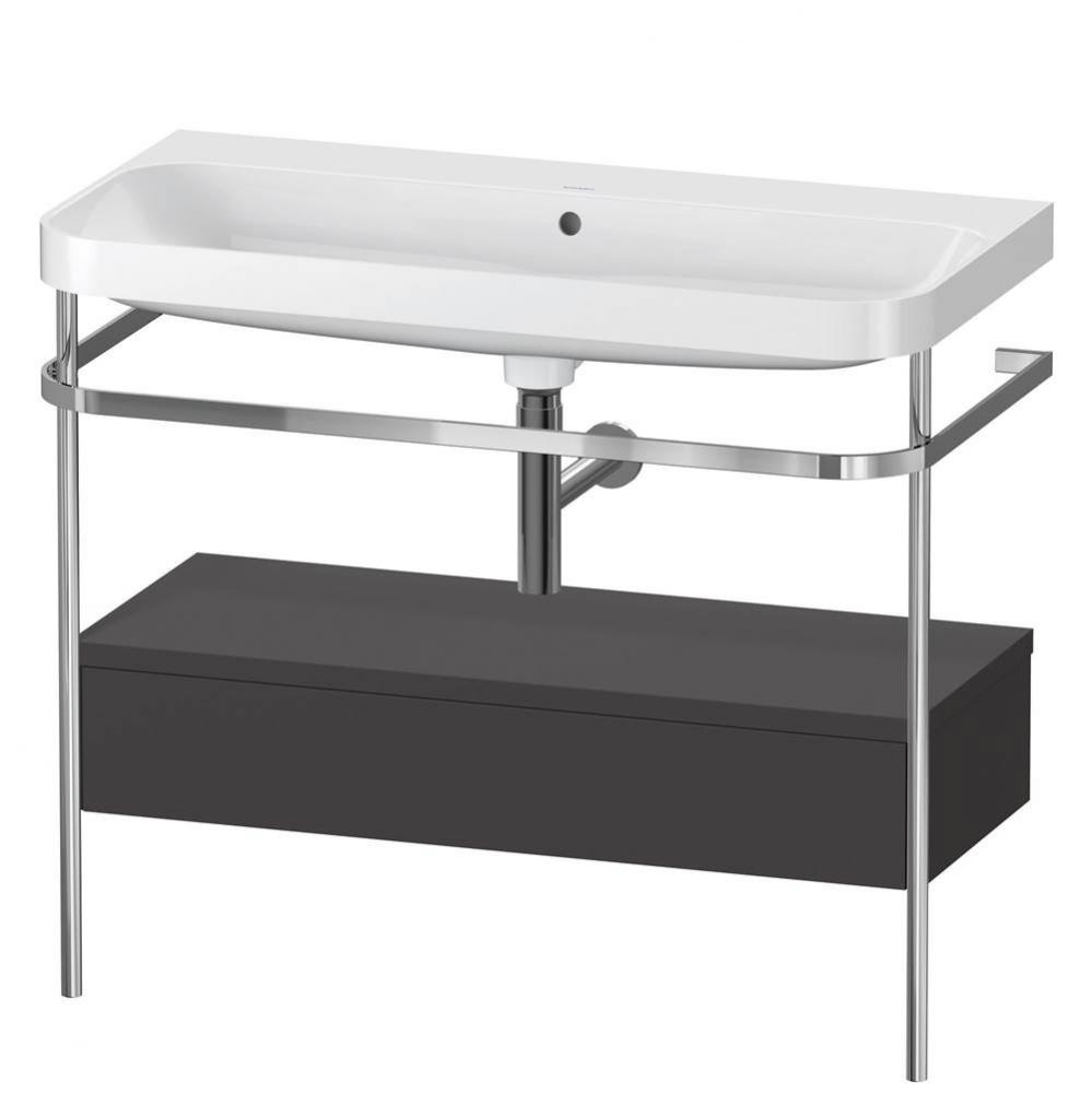 Happy D.2 Plus C-Shaped Vanity Kit with Sink and Metal Console Graphite