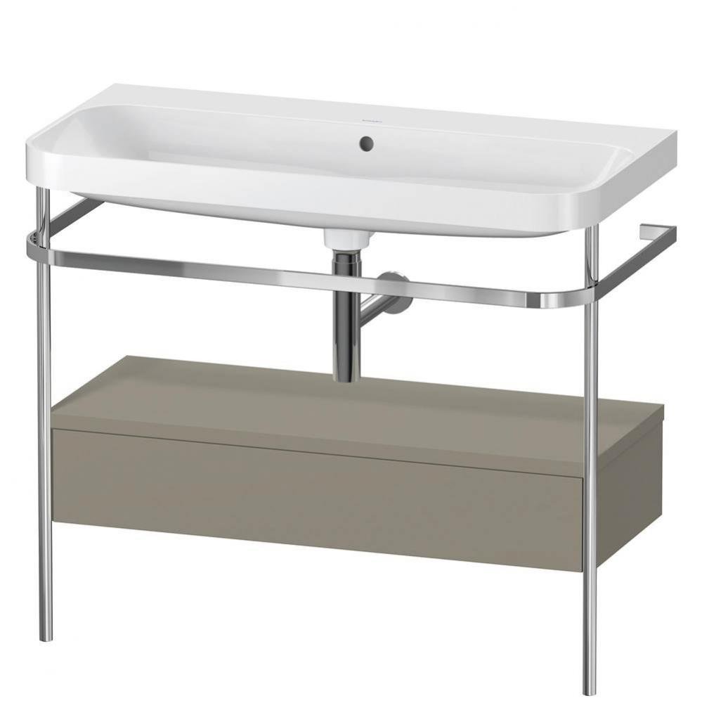 Happy D.2 Plus C-Shaped Vanity Kit with Sink and Metal Console Stone Gray